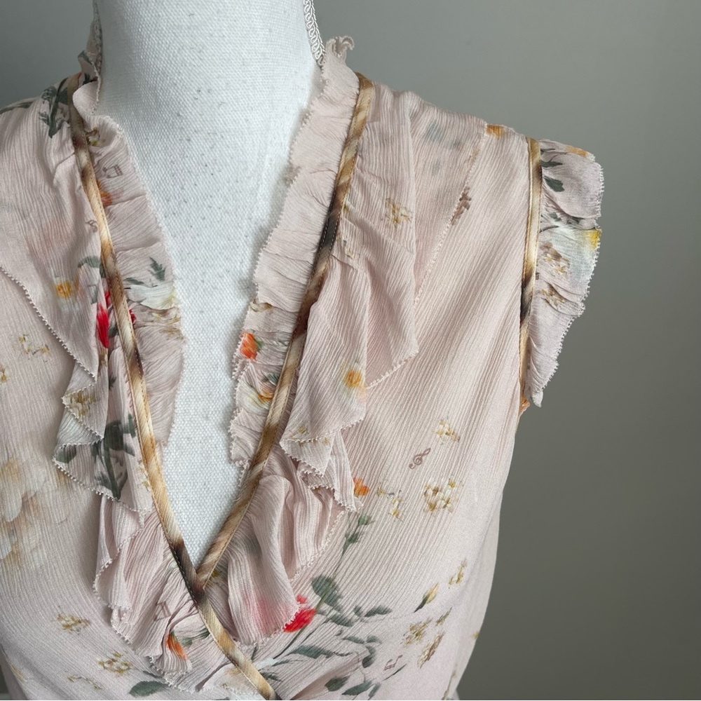 ALLSAINTS | Ari Kora Dusty Pink Floral Print Wrap Dress Sz 4 - Picture 6 of 11